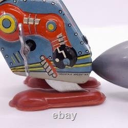 Rare Vintage 1965 ATLAS V2 Rocket & Robot Wind-Up Space Tin Toy in Box Argentina