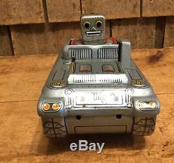 Rare Vintage 50s SUPER ROBOT Tin Space Tank Friction Toy SH Made In Japan