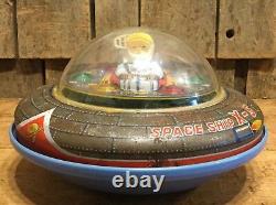 Rare Vintage 60s SPACE SHIP X-5 Tin And & Plastic Battery Operated Japan Toy