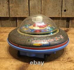 Rare Vintage 60s SPACE SHIP X-5 Tin And & Plastic Battery Operated Japan Toy