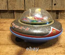 Rare Vintage 60s SPACE SHIP X-5 Tin And & Plastic Battery Operated Japan Toy