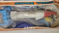Rare Vintage 7 Apollo Rocket Moon Trek Motorized Flying Rocket toy, Hong Kong