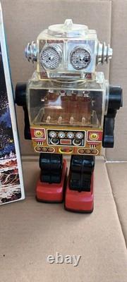 Rare Vintage Battery Operated Piston Robot with Box SJM Taiwan 1970s Space Toy