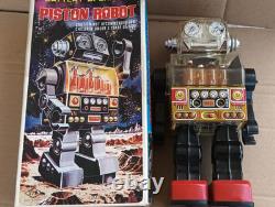 Rare Vintage Battery Operated Piston Robot with Box SJM Taiwan 1970s Space Toy