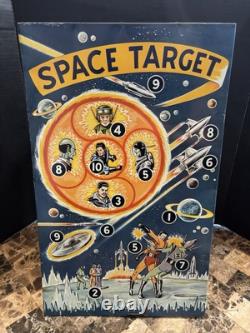Rare Vintage Pre-war Space Target Tin Litho Game Board 23 X 14