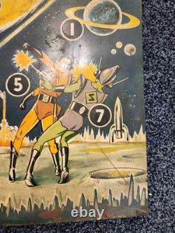 Rare Vintage Pre-war Space Target Tin Litho Game Board 23 X 14