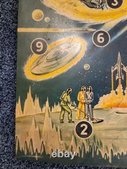 Rare Vintage Pre-war Space Target Tin Litho Game Board 23 X 14