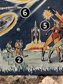 Rare Vintage Pre-war Space Target Tin Litho Game Board 23 X 14