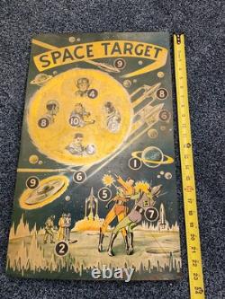 Rare Vintage Pre-war Space Target Tin Litho Game Board 23 X 14