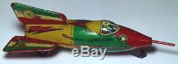 Rare Vintage Tin Plate Vtc Indian Army Super Sonik Space Ship Toy C1950s/60s