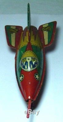 Rare Vintage Tin Plate Vtc Indian Army Super Sonik Space Ship Toy C1950s/60s