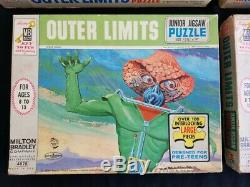 SALE. 4 x VINTAGE 1964 THE OUTER LIMITS MB PUZZLES with BOXES 3 ARE COMPLETE VG