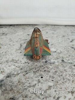 SPACE PATROL vtg Tin Toy wind up Asashi Toy JAPAN Space ship Rocket Airplane