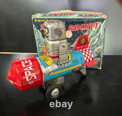 SY YONAYA Japan tin vintage Friction Space Rocket ROBOT with box. Excellent