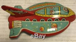Scarce Vintage 1950s Kokyu Tin Litho Rocket Space Ship Saucer Friction Toy