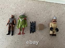 Sears space case figurine holder with 11 vintage action figures from 70's and 80's