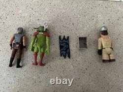 Sears space case figurine holder with 11 vintage action figures from 70's and 80's