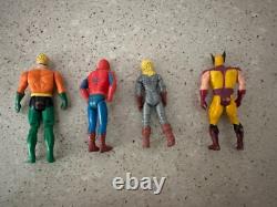 Sears space case figurine holder with 11 vintage action figures from 70's and 80's