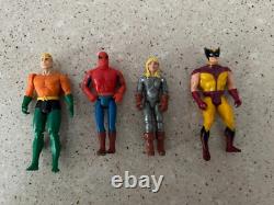 Sears space case figurine holder with 11 vintage action figures from 70's and 80's