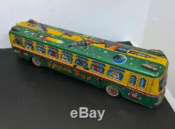 Space Bus vintage 1960s Japanese Tin toy Litho Robby Robot Masudaya friction