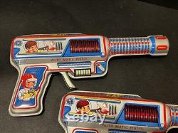 Space Gun Pistol x2 pcs Set Vintage Tin Toy Showa Retro Rare