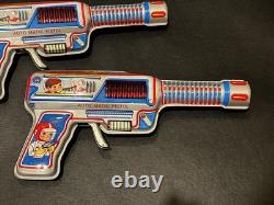 Space Gun Pistol x2 pcs Set Vintage Tin Toy Showa Retro Rare
