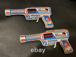 Space Gun Pistol x2 pcs Set Vintage Tin Toy Showa Retro Rare