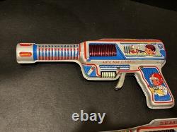 Space Gun Pistol x2 pcs Set Vintage Tin Toy Showa Retro Rare