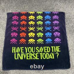 Space Invaders Vintage Beach Towel Made In Taiwan 33x 62 Black