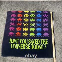 Space Invaders Vintage Beach Towel Made In Taiwan 33x 62 Black