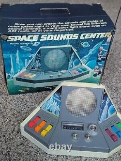 Space Sound Center AM Radio Galaxy UFO Vintage Toy Radio In Kmart Box 1980s Toy