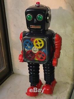 TAIYO JAPAN 1960s BLINK A GEAR ROBOT VINTAGE BATTERY SPACE TIN TOY RARE WORKING