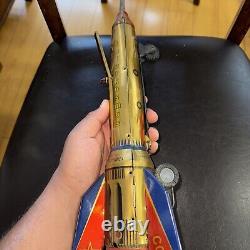 Tin Space Craft Holdraketa Lemezaru Gyar Unipack Rocket Vintage Toy Gold