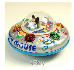 Tin Toy Masudaya Disney Mickey Mouse Space Ship Made in Japan 1980's Vintage 455