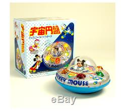 Tin Toy Masudaya Disney Mickey Mouse Space Ship Made in Japan 1980's Vintage 455