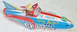 Tin Vintage Japan Friction Space Rocket #9-Patent# 709139