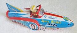 Tin Vintage Japan Friction Space Rocket #9-Patent# 709139