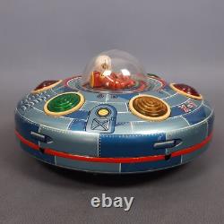 Toy Tin Space Ship Flying Saucers X-7 To Drums Vintage 1960