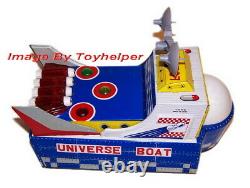 Universe Boat 11 Long Battery Operated Space Tin Toy Vintage China