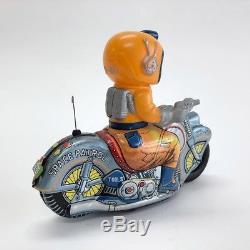 Usagiya Space Patrol Motorcycle 1960's Tin Friction Vintage Toy from Japan