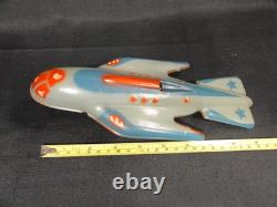 VINTAGE 1960s BULGARIAN TIN FRICTION SPARKLING TOY SPACE ROCKET