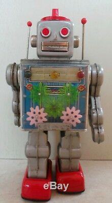 VINTAGE 1960s HORIKAWA JAPAN MACHINE TINPLATE'GEAR ROBOT' RETRO SPACE TOY