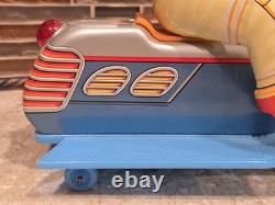 VINTAGE 1960s Litho Tin Plastic Space Scooter Astronaut Rider BOX Japan WORKING