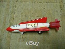 VINTAGE ALPS SPACE SHIP DISCOVERER FRICTION WithSPARKS TIN TOY ROCKET IN BOX-JAPAN