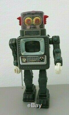 VINTAGE ALPS TELEVISION SPACEMAN SPACE ROBOT TIN TOY 1950`s JAPAN BATTERY RARE