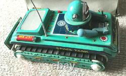 VINTAGE BATTERY OPERATED SPACE TANK SPACE TOY TIN LITHO IN ORIGINAL BOX 1960s