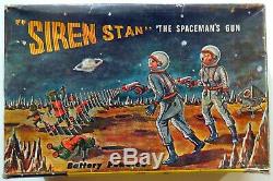 VINTAGE BOX tin toy space SIREN STAN SPACEMAN'S GUN 1960s sci-fi alien