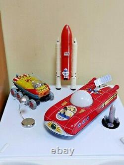 VINTAGE COSMOS TOY 70s SPACE SHIP BATTERY OPERATED LEMEZARY HUNGARY RARE RED