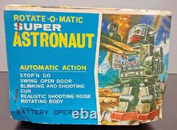 VINTAGE HORIKAWA ROTATE-O-MATIC SUPER ASTRONAUT ROBOT TIN WithBOX MADE IN JAPAN