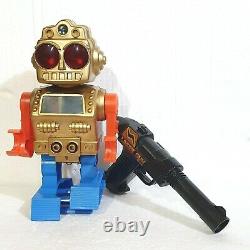 VINTAGE ROBOT SPACE MONSTER WITH LASER GUN BATTERY OPERATED HONG KONG WithBOX 1980